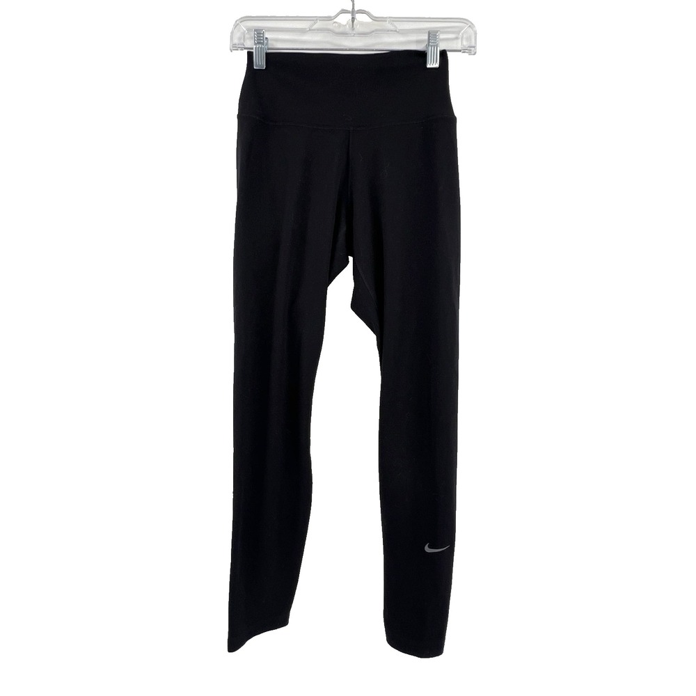 NIKE One Dri-Fit Women's Size S Black 7/8-Length Mid-Rise Leggings Media Pocket